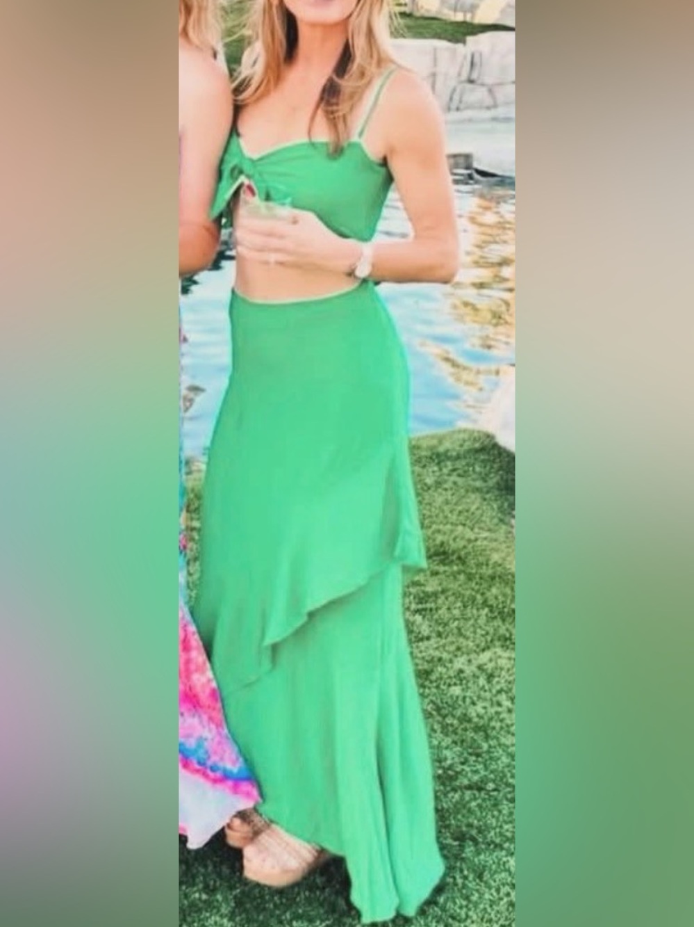 Flynn Skye Bright Green Asymmetrical Maxi Dress
